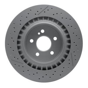 Mercedes-Benz CLK63 AMG Brake Rotor (1) - Rear - R1 Concepts - GEOSPEC Coated Rotor - Drilled & Slotted - `05-`11